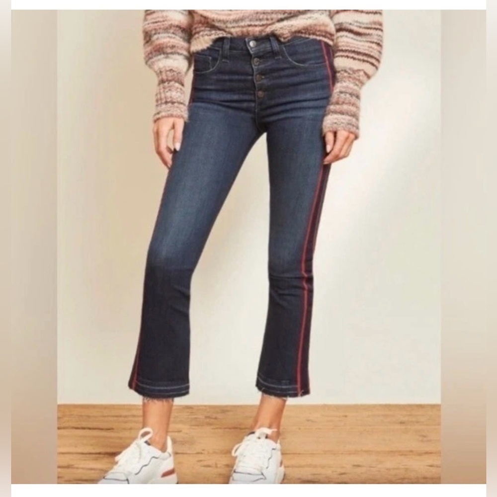 Veronica Beard Women Carolyn 10” Baby Boot Jean side strip Luxury Button Fly 28